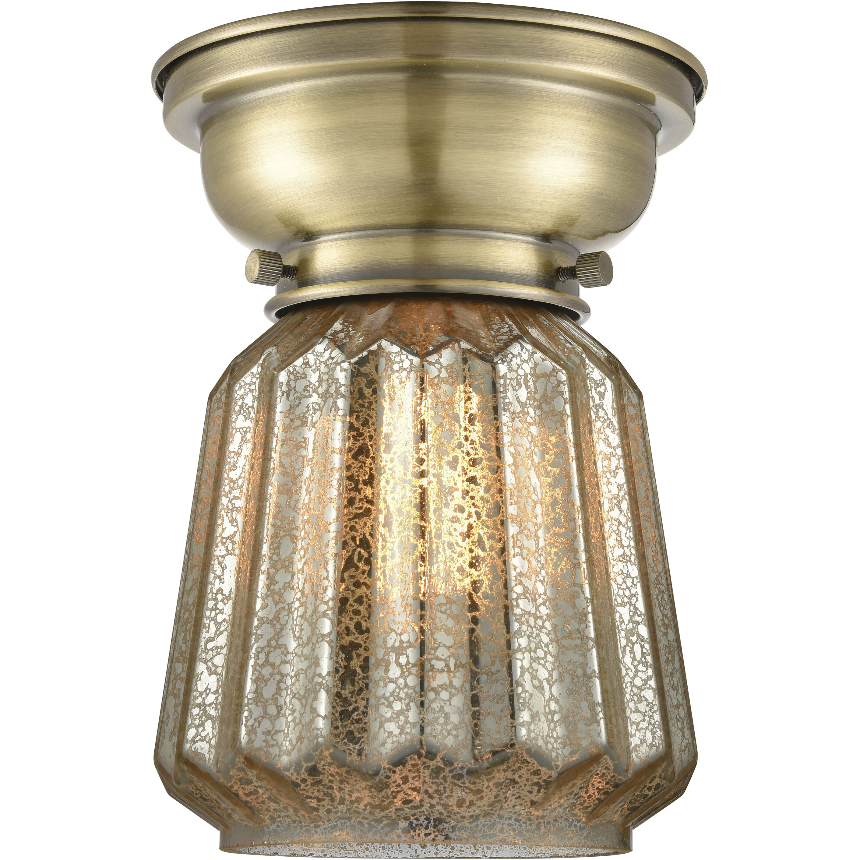 Aditi Chatham 1 Light 6 inch Antique Brass Flush Mount Ceiling Light in Incandescent, Mercury Glass, Aditi