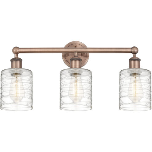 Cobbleskill 3 Light 23 inch Antique Copper Bath Vanity Light Wall Light in Deco Swirl