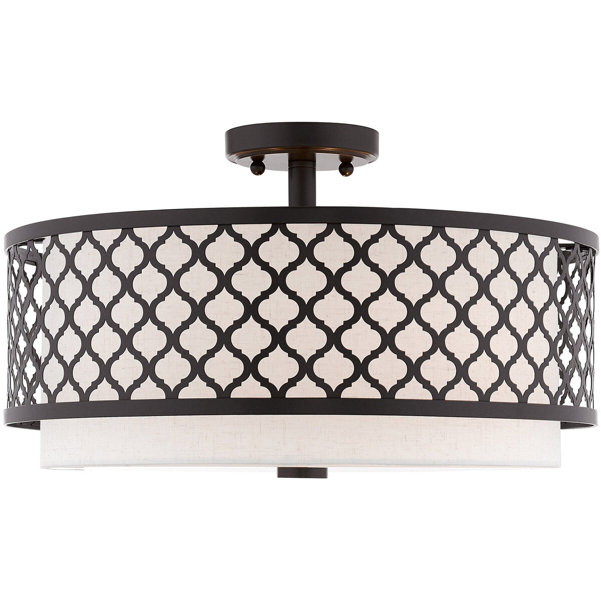 Arabesque 3 Light 18 inch English Bronze Semi-Flush Mount Ceiling Light