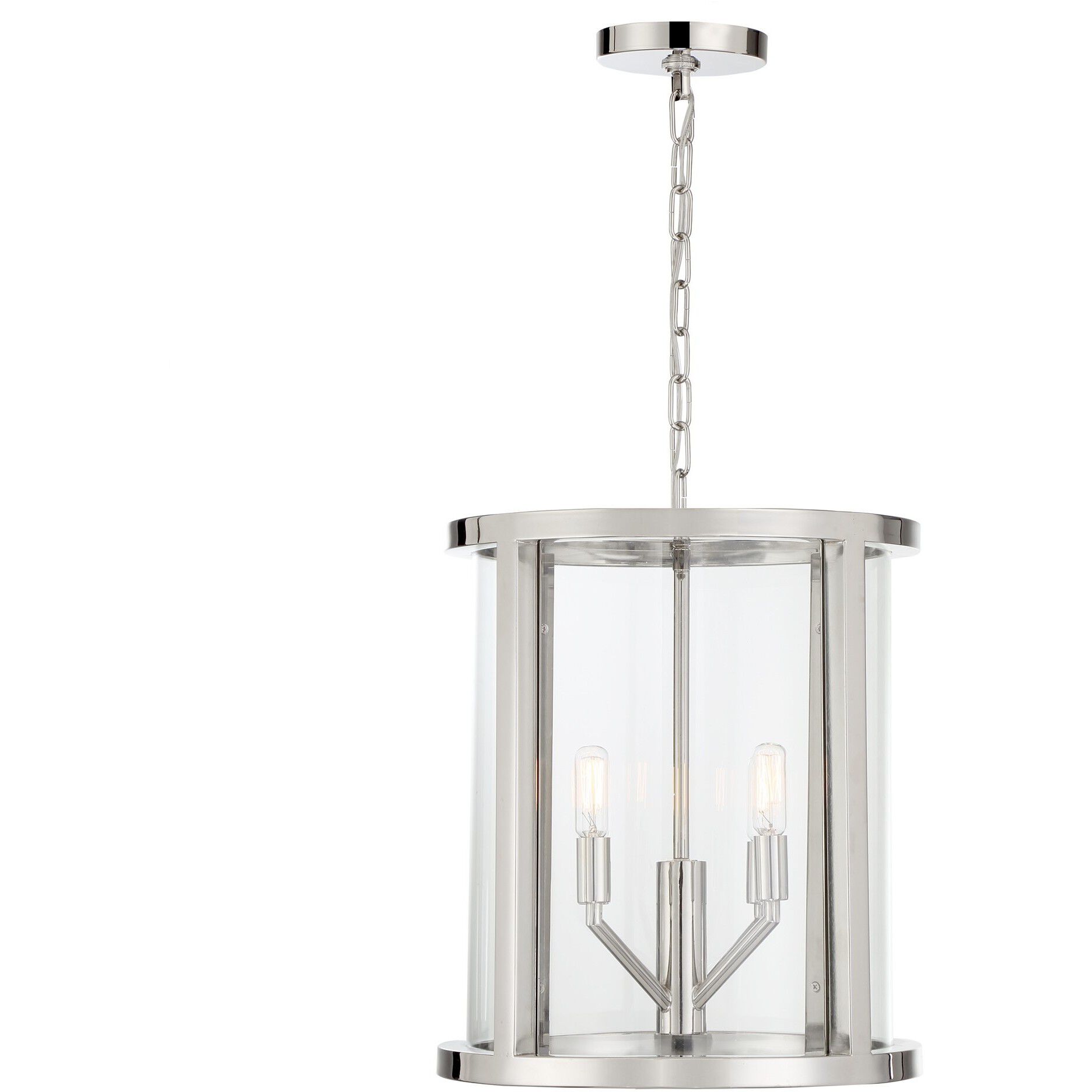 Devon 4 Light 14 inch Polished Nickel Lantern Chandelier Ceiling Light