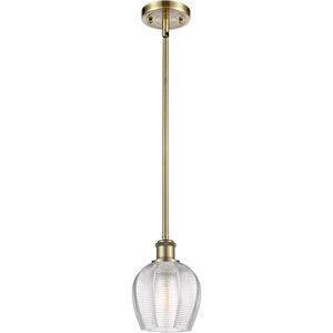 Ballston Norfolk LED 6 inch Antique Brass Mini Pendant Ceiling Light in Clear Glass