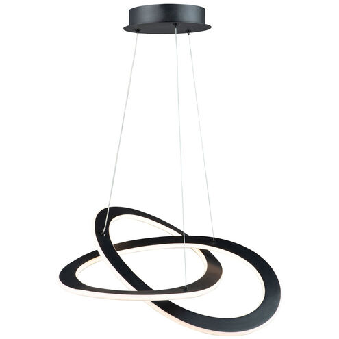 Wave LED 19.7 inch Black Chandelier Ceiling Light