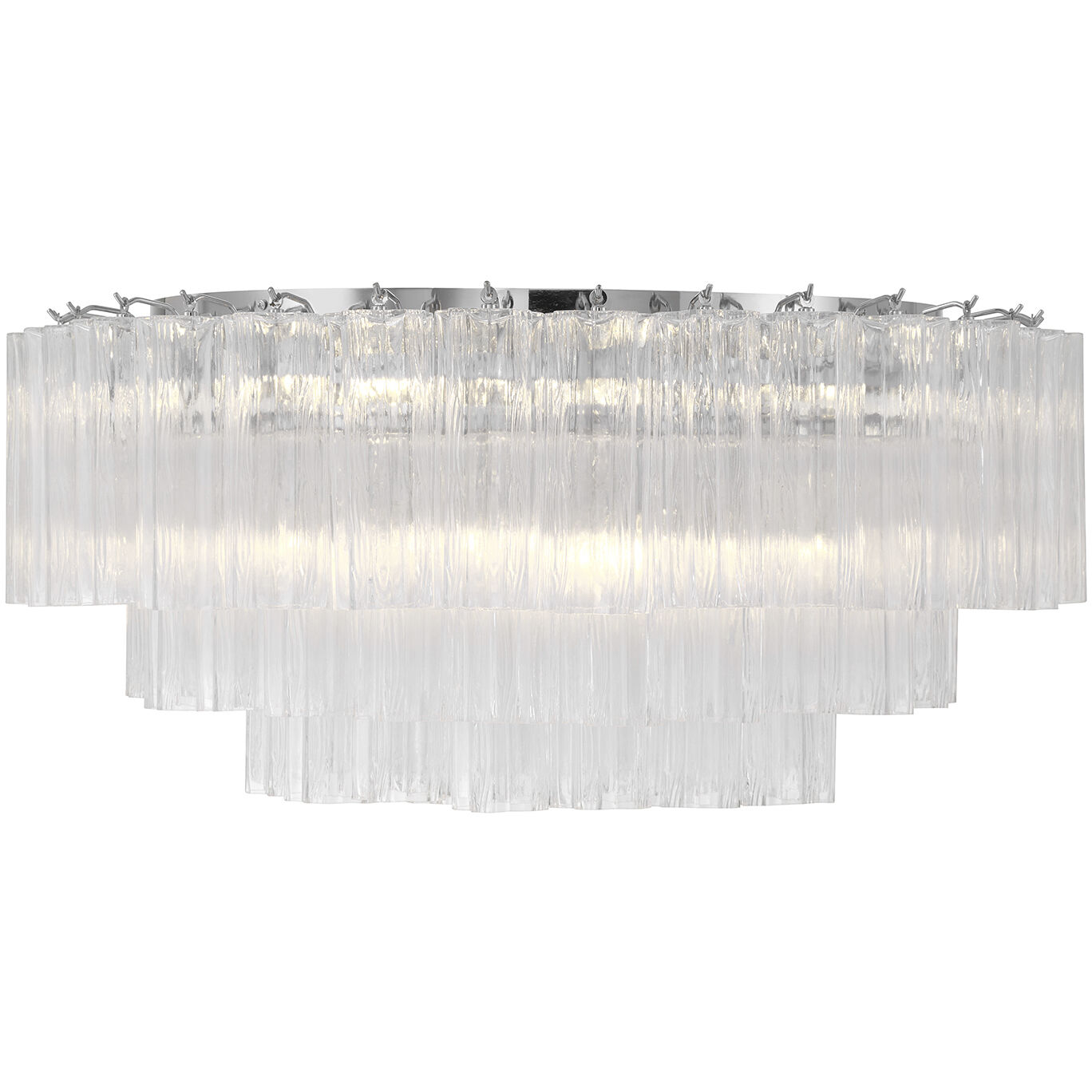 Addis 16 Light 32 inch Polished Chrome Flush Ceiling Light in Tronchi Glass Clear