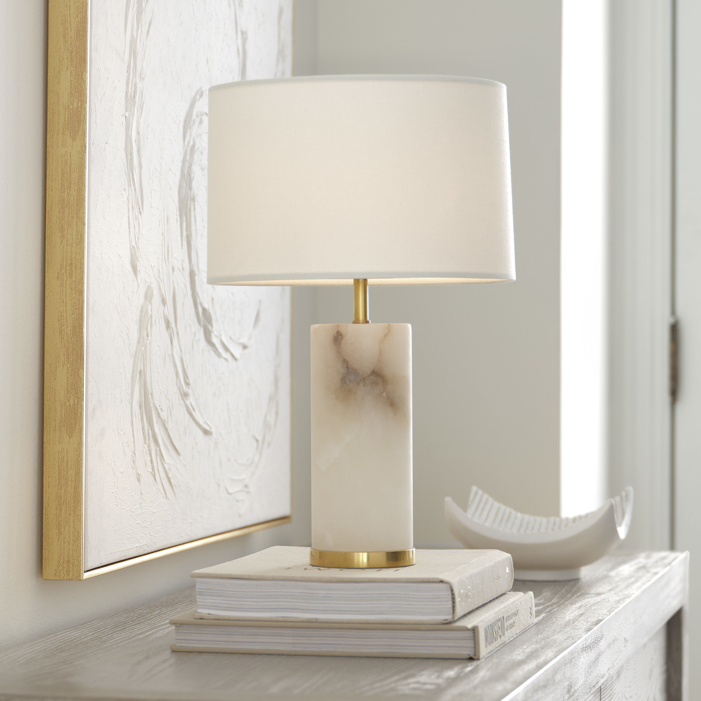 AERIN Lineham 16 inch 2.00 watt Alabaster Cordless Accent Lamp Portable Light