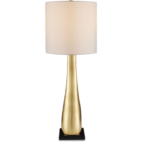 La Porta 32 inch 150 watt Contemporary Gold Leaf and Black Table Lamp Portable Light