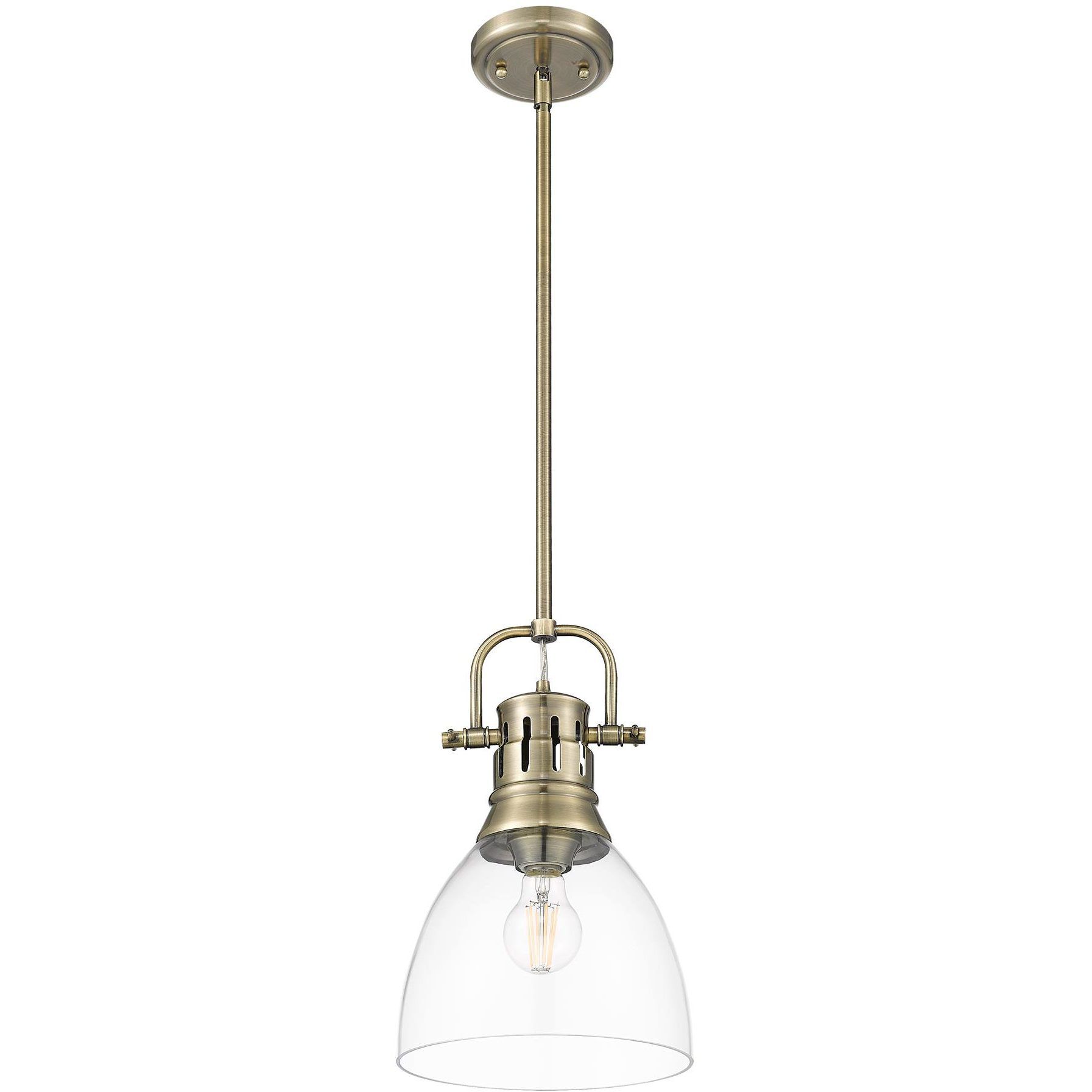Yep Duncan 1 Light 8.88 inch Aged Brass Pendant Ceiling Light in Clear Glass