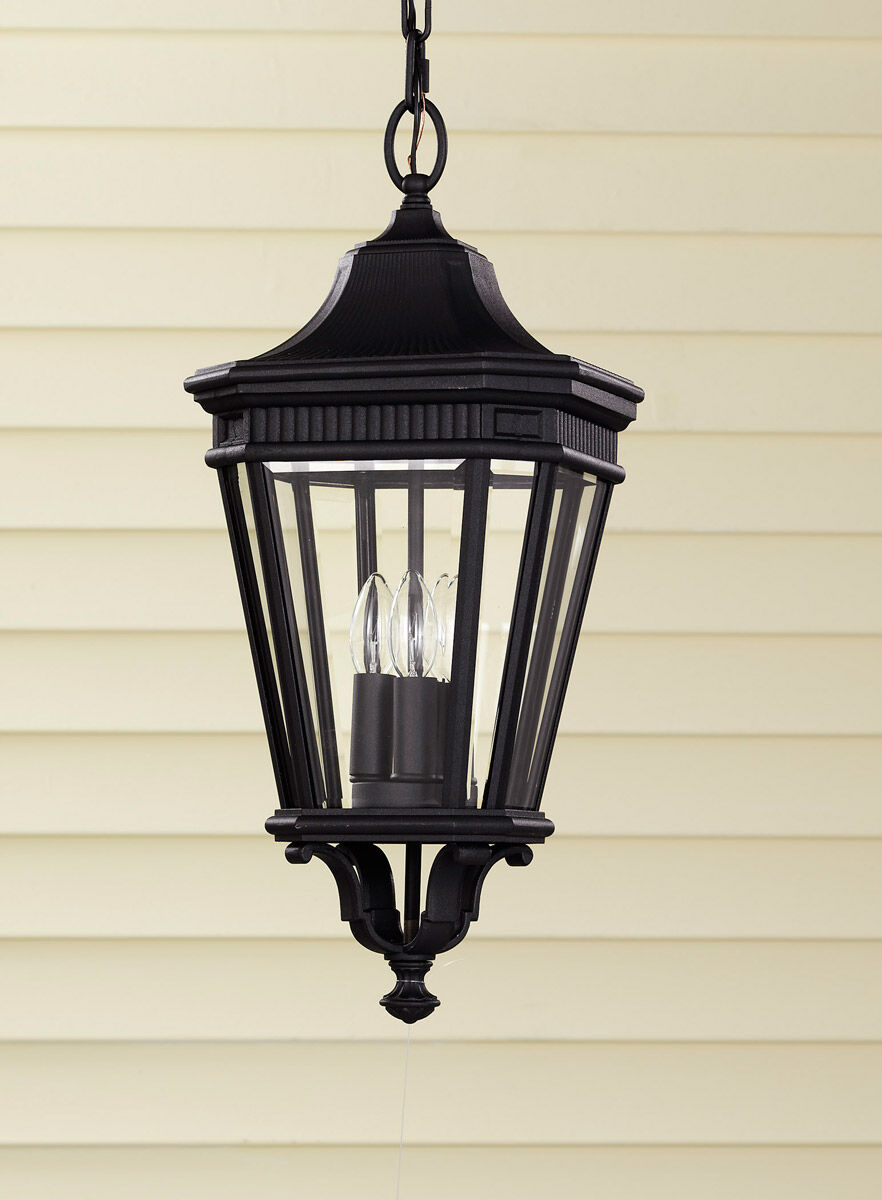 Cotswold Lane 3 Light 9.5 inch Black Outdoor Pendant, Small