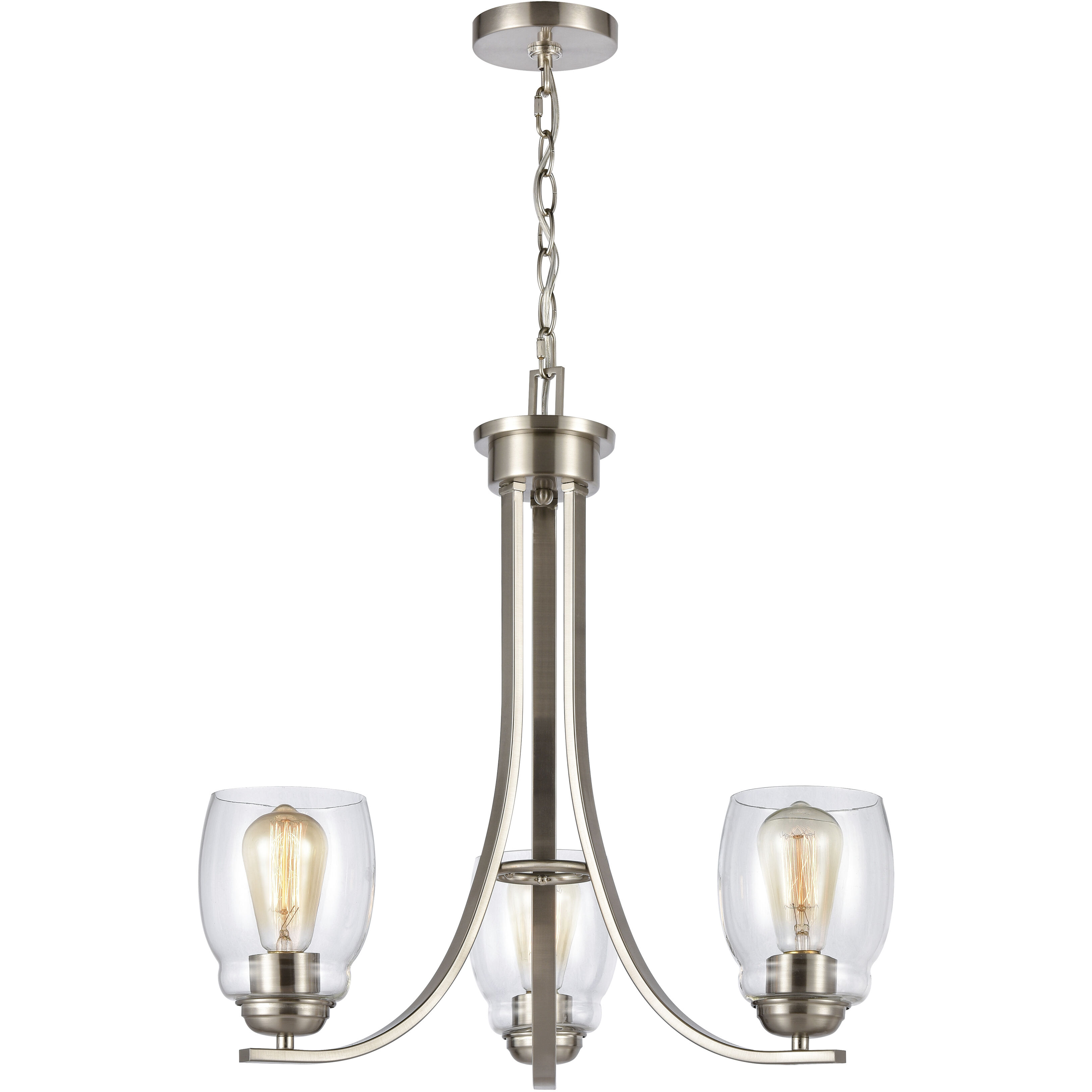Calistoga 3 Light 23 inch Brushed Nickel Chandelier Ceiling Light