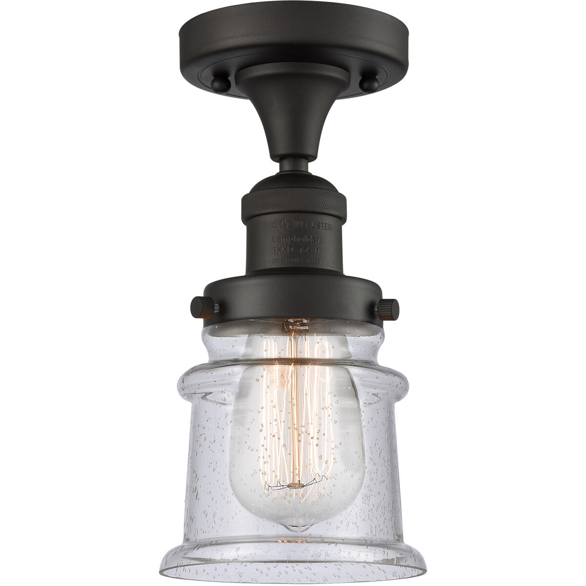 Franklin Restoration Small Canton 1 Light 6 inch Oil Rubbed Bronze Semi-Flush Mount Ceiling Light in Seedy Glass, Franklin Restoration