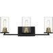Pasadena 3 Light 24 inch Matte Black/Heirloom Bronze Vanity Light Wall Light