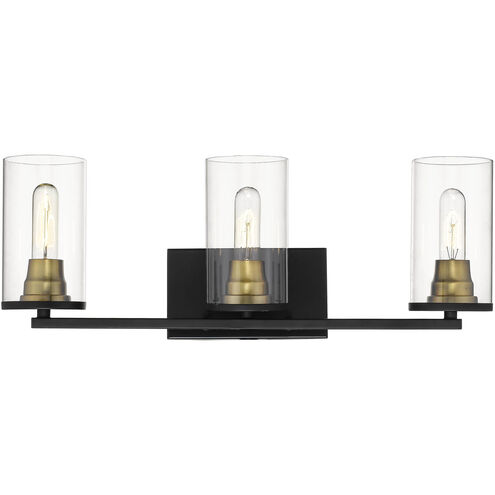 Pasadena 3 Light 24 inch Matte Black/Heirloom Bronze Vanity Light Wall Light