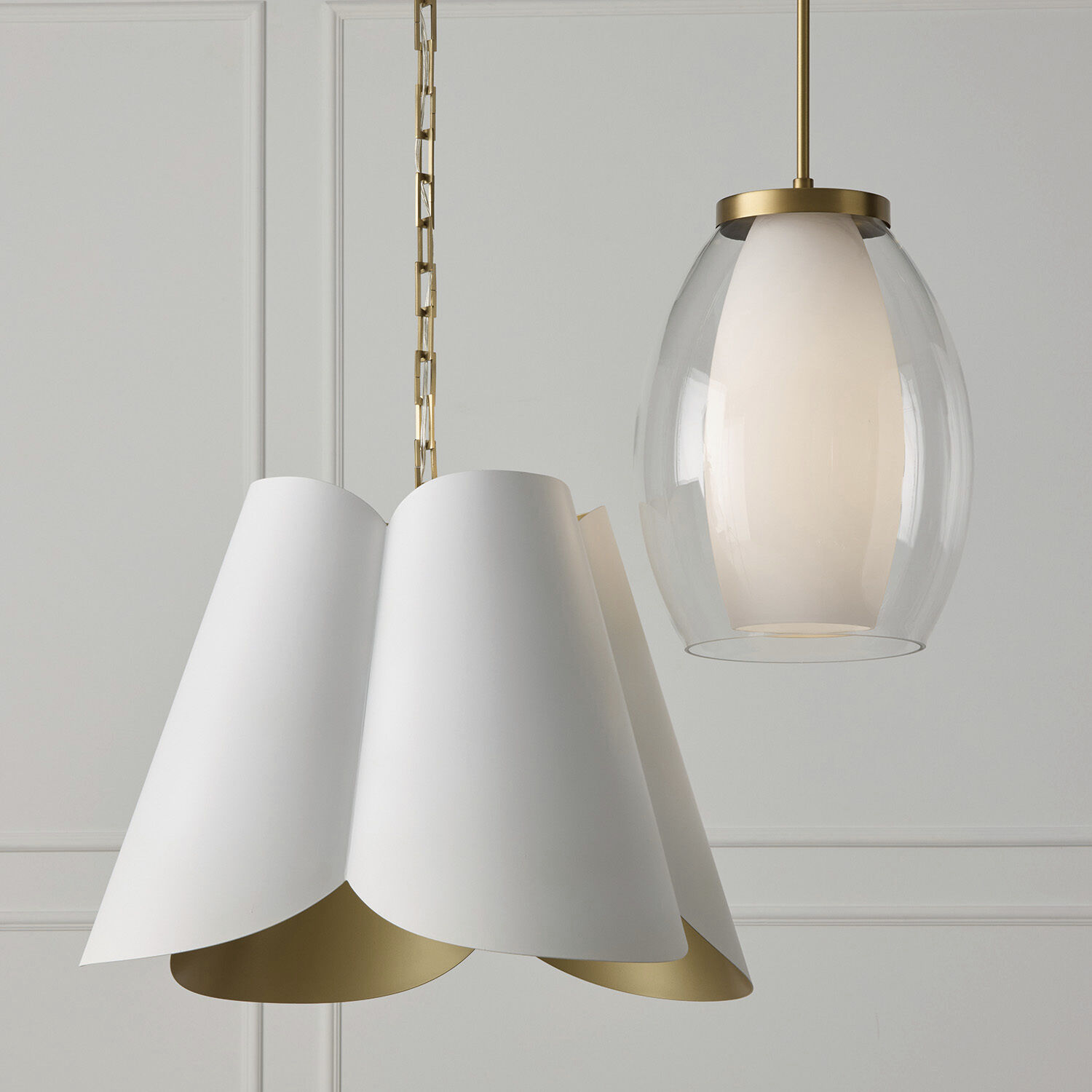 Maeve 4 Light 26.75 inch Matte Brass and White Pendant Ceiling Light