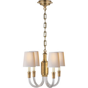 Thomas O'Brien Vivian 4 Light 18.5 inch Crystal with Brass Chandelier Ceiling Light in Hand-Rubbed Antique Brass, Natural Paper