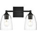 Gianni 2 Light 15 inch Black Bath Sconce Wall Light