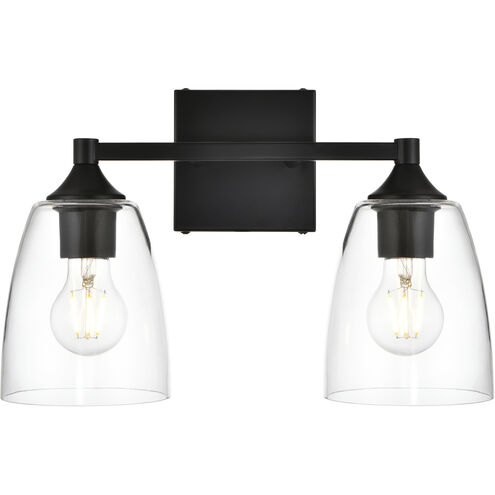 Gianni 2 Light 15 inch Black Bath Sconce Wall Light
