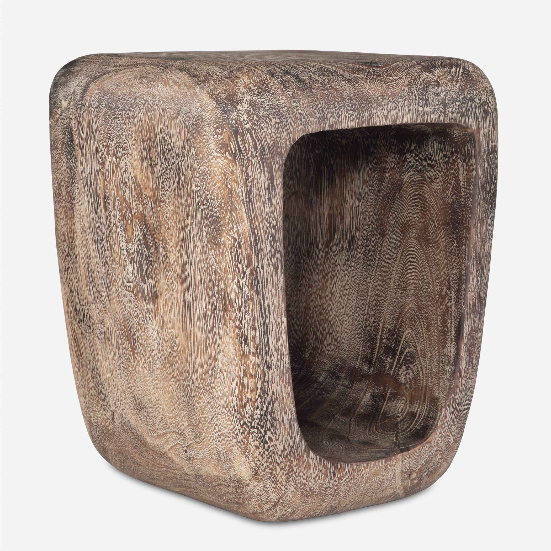 Loophole 18 inch Naturally Suar Wood with Natural Wash Accent Stool