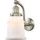 Franklin Restoration Canton 1 Light 7 inch Brushed Satin Nickel Sconce Wall Light in Matte White Glass, Franklin Restoration