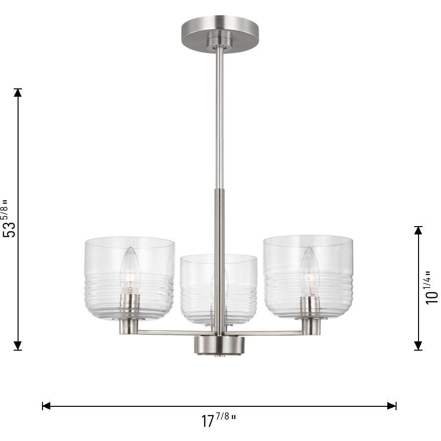 Drew & Jonathan Lochdale 3 Light 17.88 inch Satin Brass Chandelier Ceiling Light, Small
