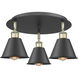 Ballston 3 Light 18.25 inch Black Antique Brass Flush Mount Ceiling Light in Matte Black
