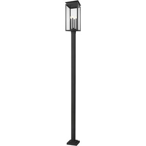Nova 4 Light 120.75 inch Black Outdoor Post Mounted Fixture in Clear Glass