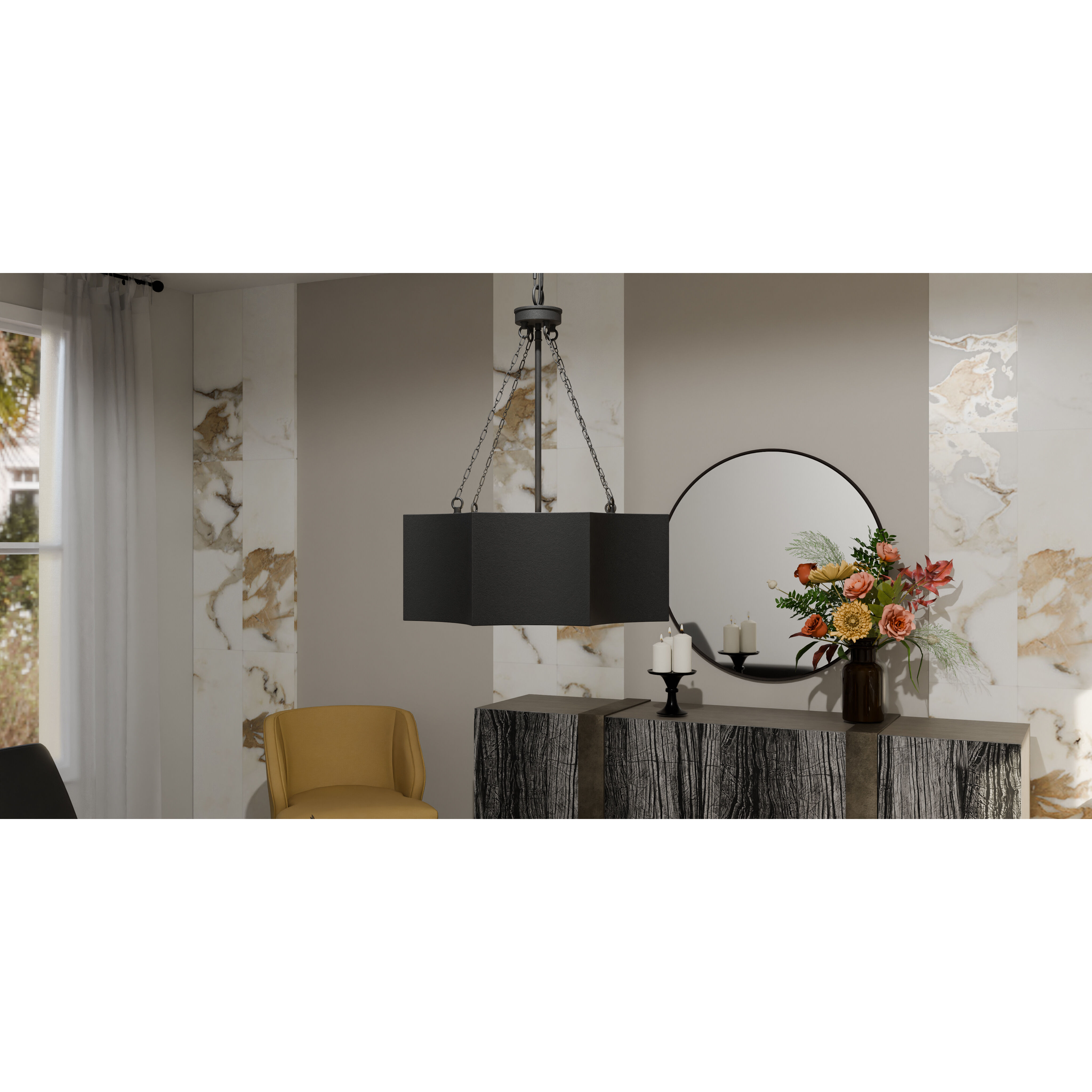 Zyler 4 Light 20 inch Matte Black Pendant Ceiling Light