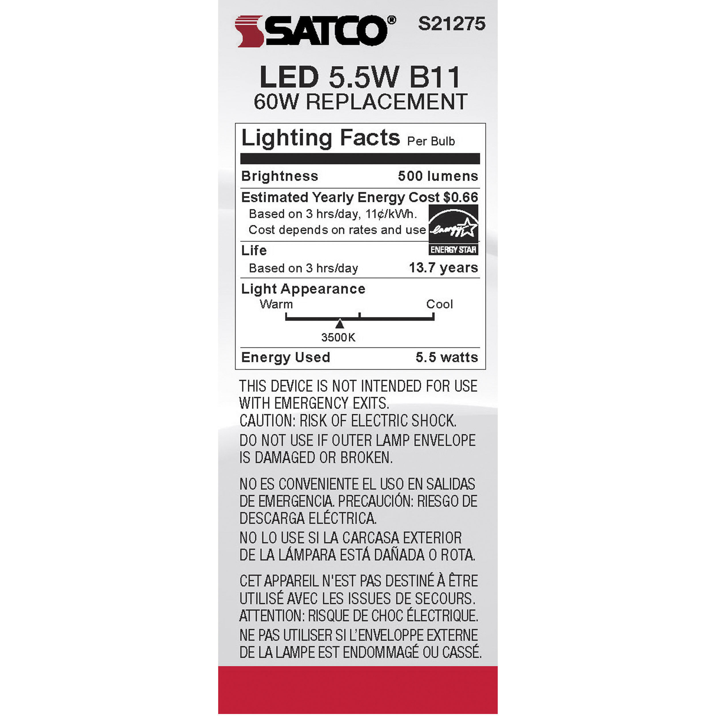 Lumos LED Candelabra Candelabra 5.50 watt 3500K LED Filament