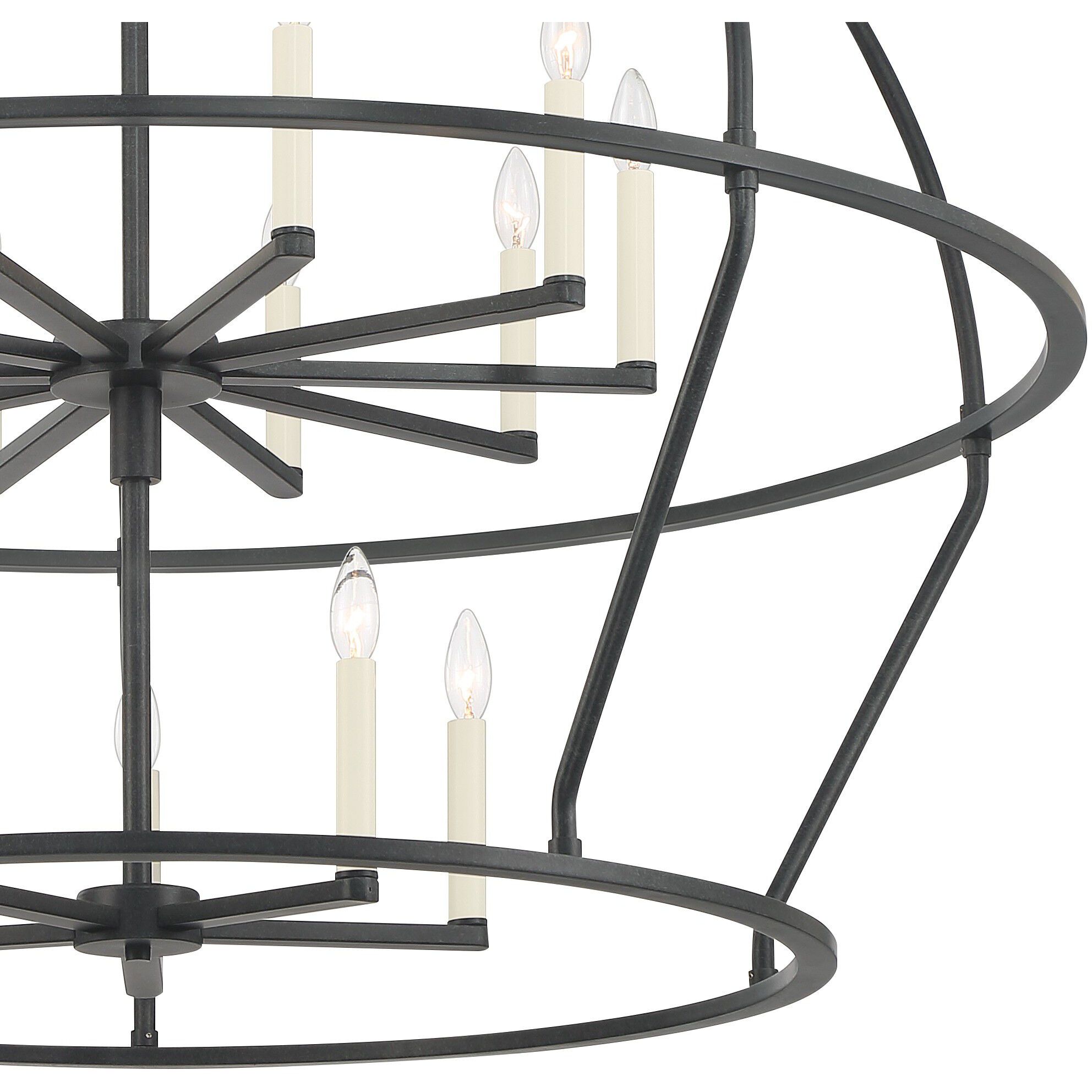 Abbott 15 Light 48 inch Black Chandelier Ceiling Light