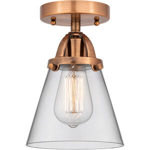 Nouveau 2 Small Cone LED 6.25 inch Antique Copper Semi-Flush Mount Ceiling Light in Clear Glass