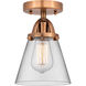 Nouveau 2 Small Cone LED 6.25 inch Antique Copper Semi-Flush Mount Ceiling Light in Clear Glass