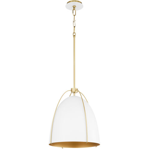 Jamie 1 Light 14.5 inch Studio White and Aged Brass Pendant Ceiling Light