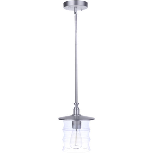 Canon 1 Light 7.5 inch Satin Aluminum Outdoor Pendant