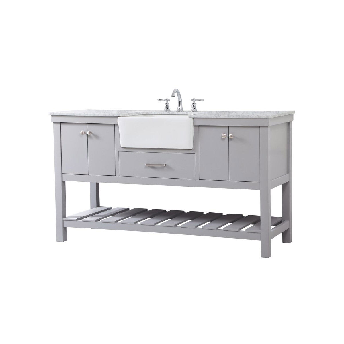 Clement 60 X 22 X 34.13 inch Grey Bathroom Vanity Cabinet