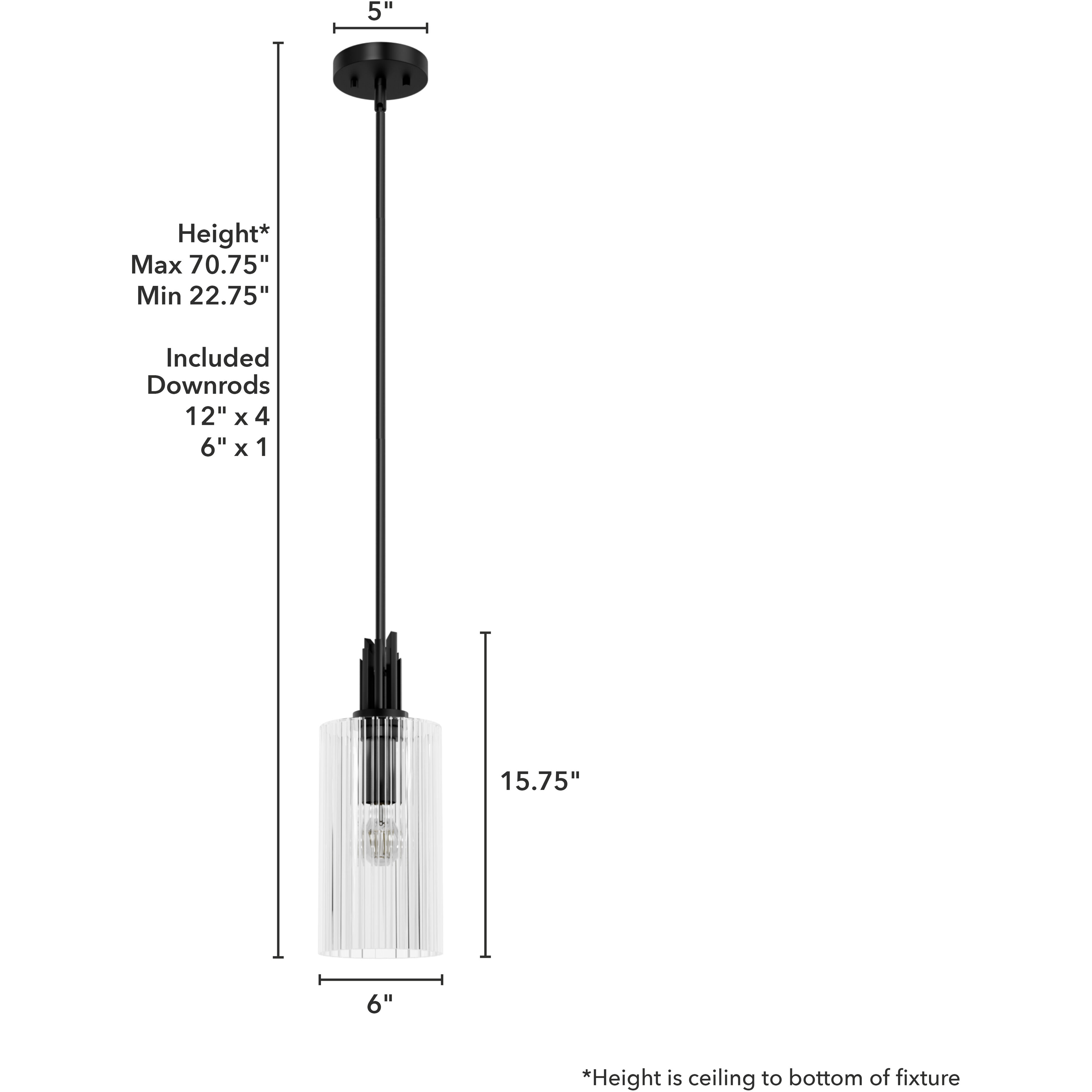 Gatz 1 Light 6 inch Matte Black Mini Pendant Ceiling Light