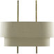 Combermere 4 Light 42 inch Antique Brass/Linen Linear Chandelier Ceiling Light, Rectangular