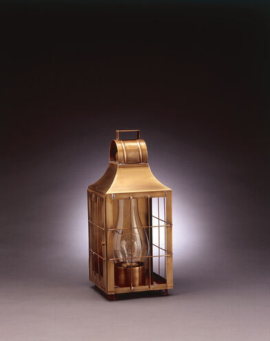 Livery 1 Light 16 inch Antique Brass Outdoor Wall Light in Clear Glass, One 75W Medium with Chimney