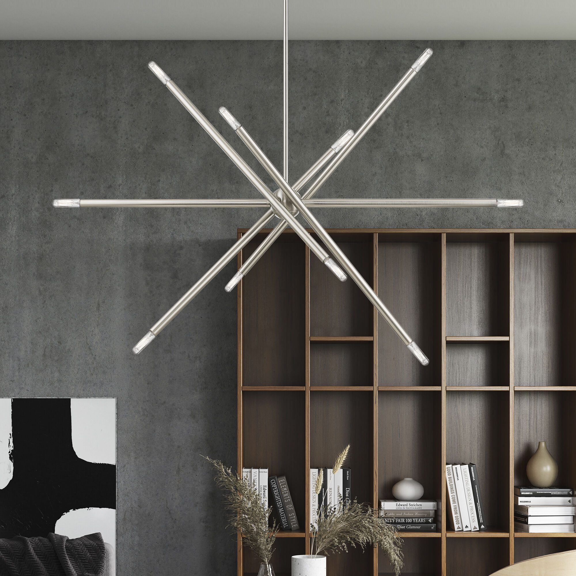Soho Linear Chandelier Ceiling Light in Brushed Nickel