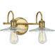 Fayette 2 Light 16.5 inch Vintage Brass Bath Vanity Wall Light