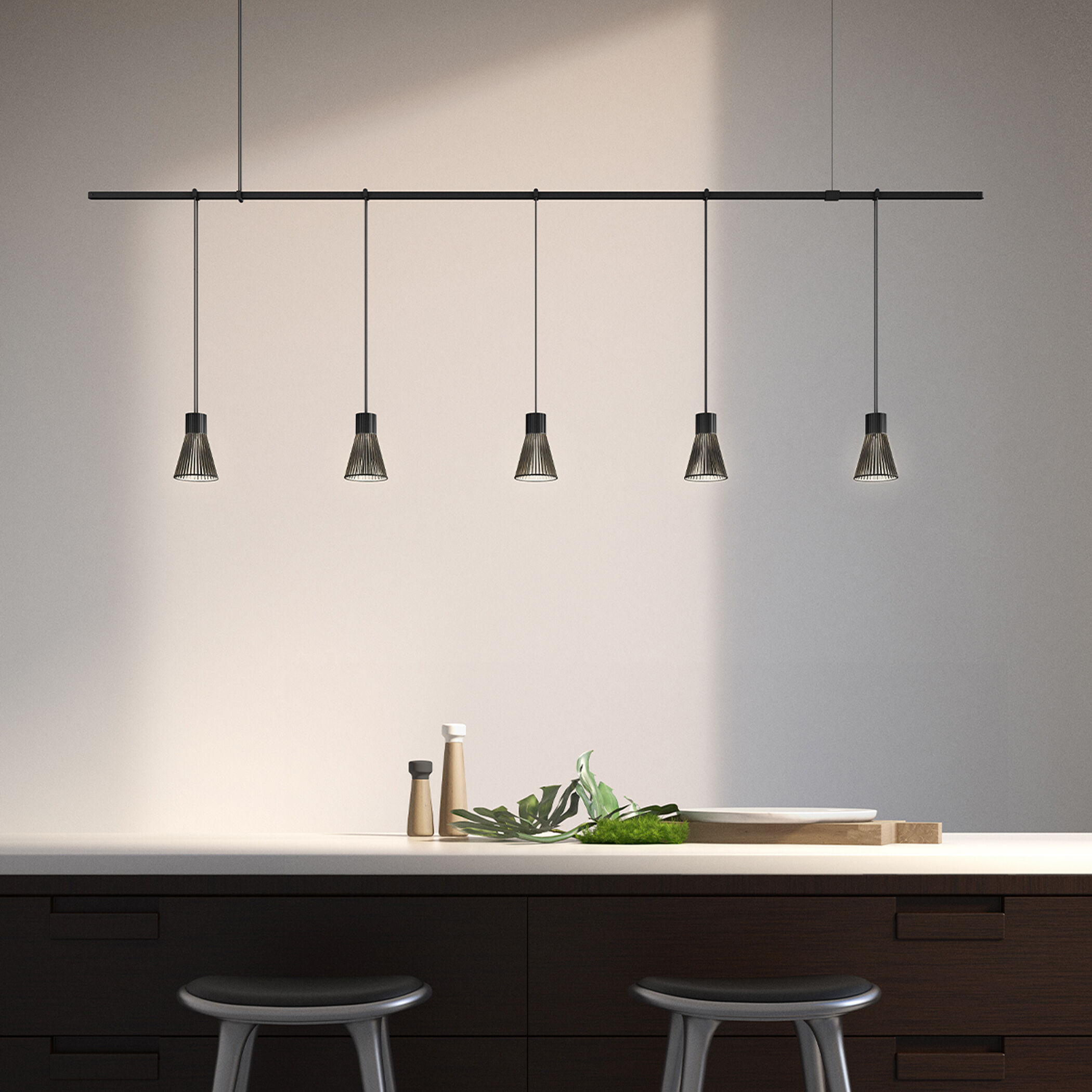 Suspenders LED 73 inch Satin Black Pendant Ceiling Light