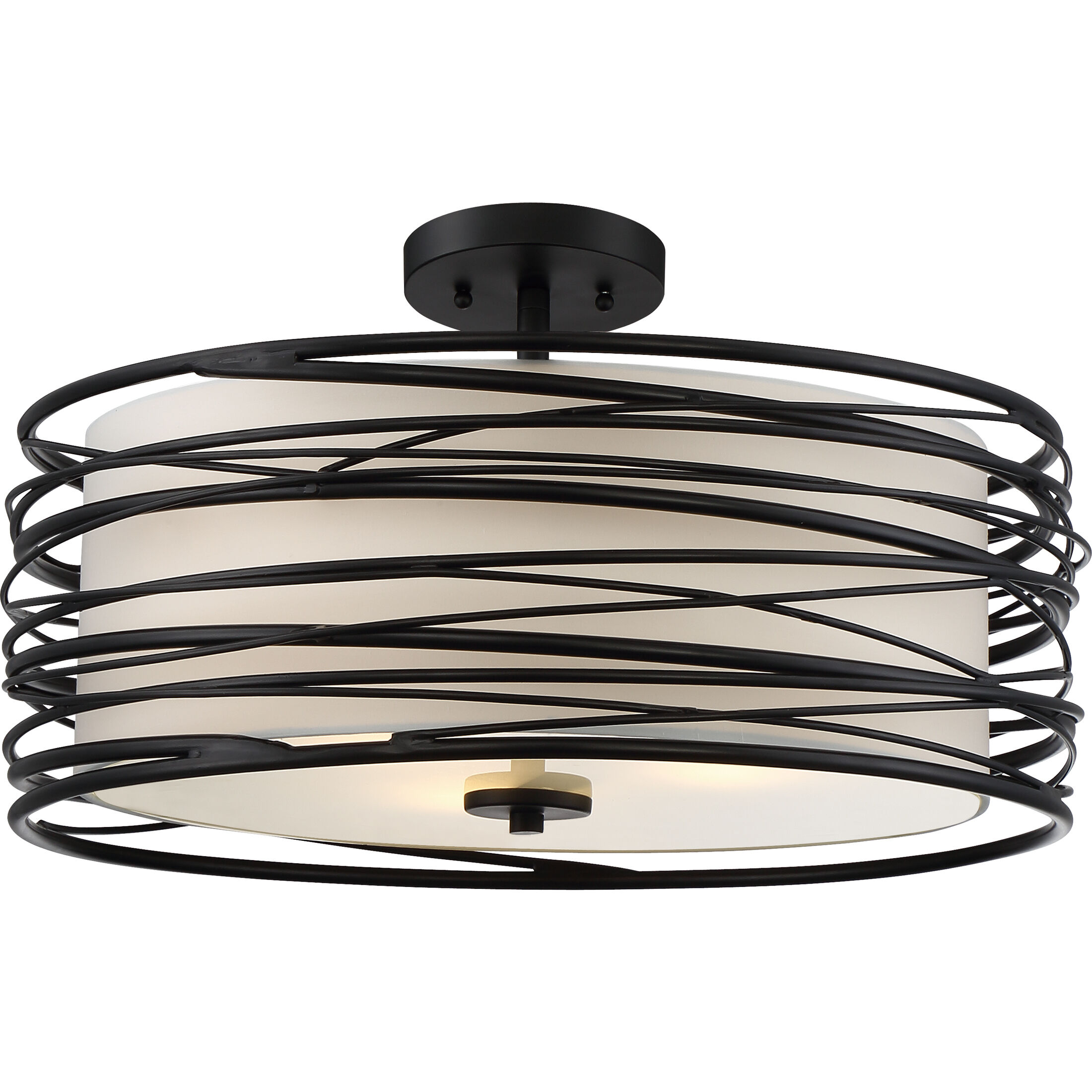 Black semi flush mount drum light cheap