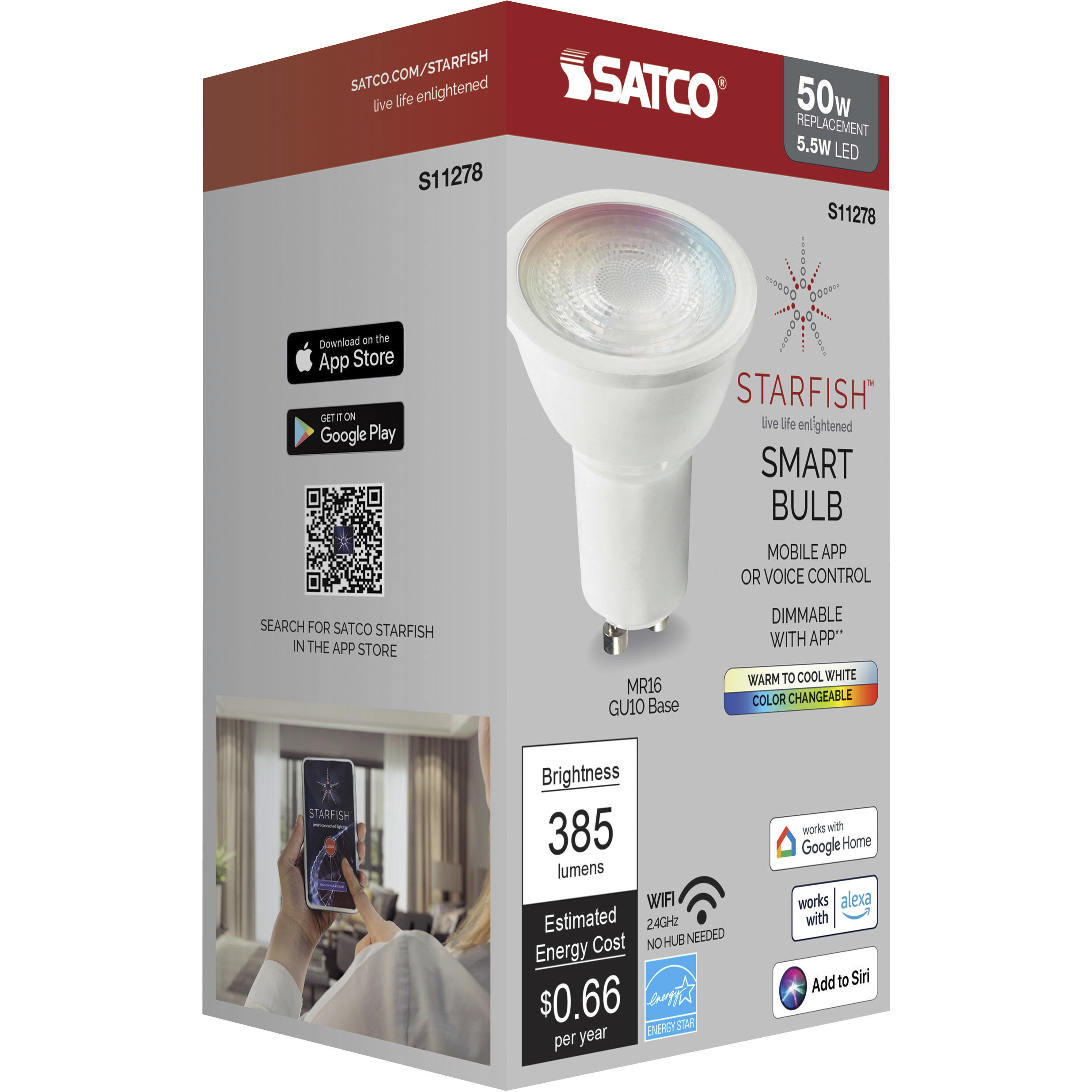 Starfish LED MR16 Bi Pin GU10 5.50 watt 2700K-5000K Light Bulb