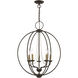 Arabella 5 Light 22 inch Bronze with Antique Brass Finish Candles Chandelier Ceiling Light, Globe