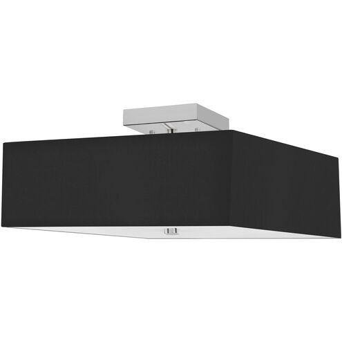 Seren 3 Light 14.25 inch Polished Chrome with Black Semi-Flush Mount Ceiling Light