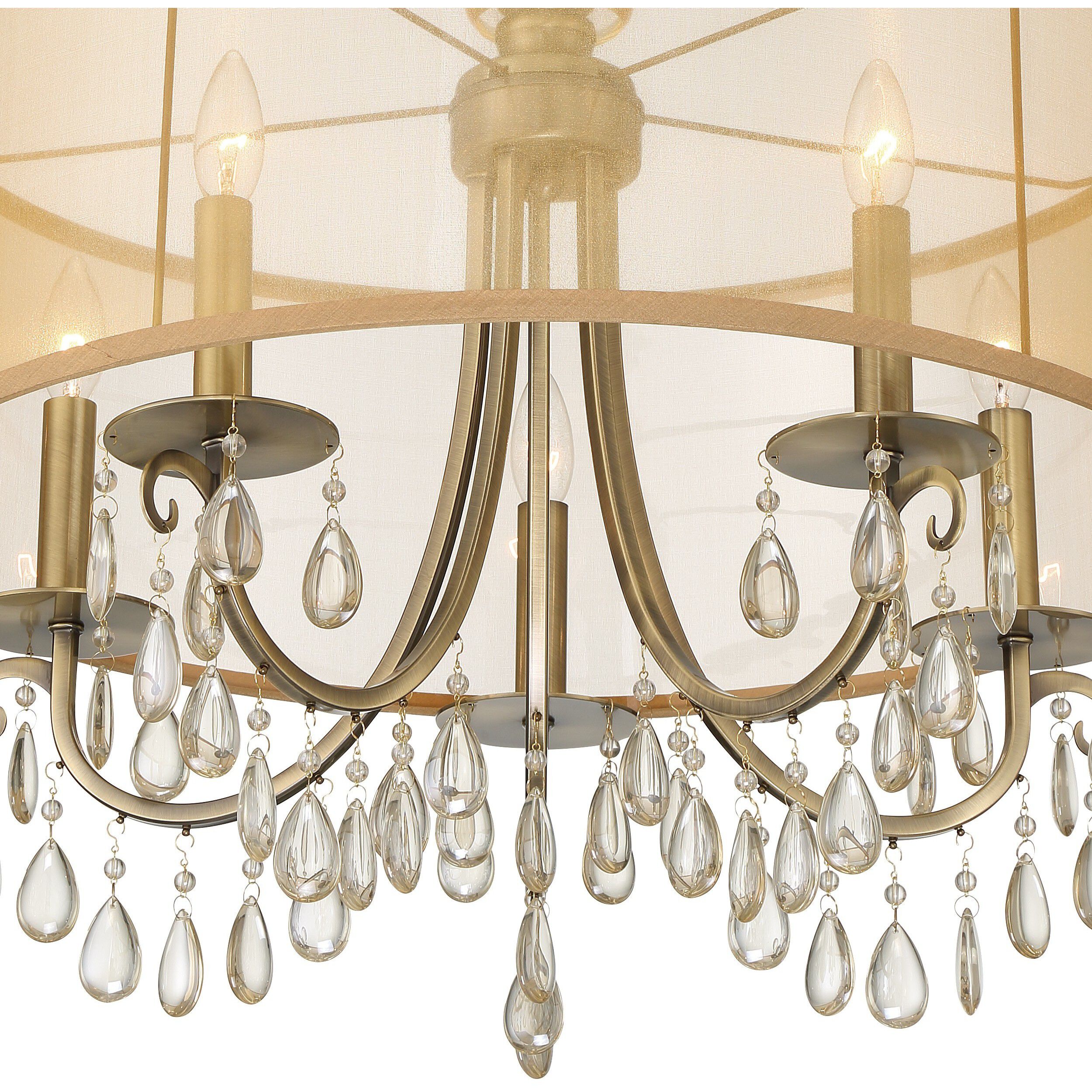 Hampton 5 Light 24 inch Antique Brass Chandelier Ceiling Light