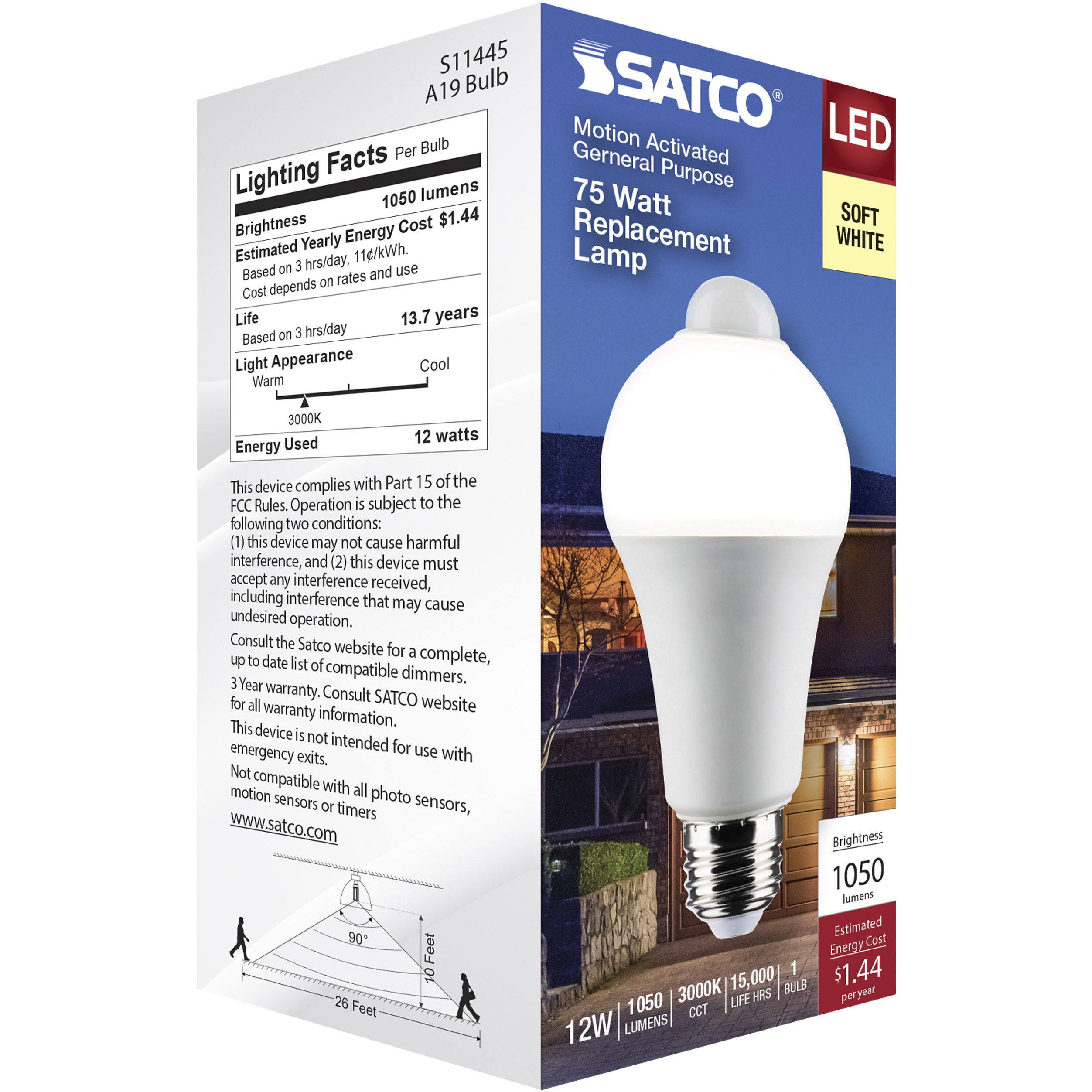 Lumos LED A19 Medium 12 watt 120 3000K Light Bulb, Type A