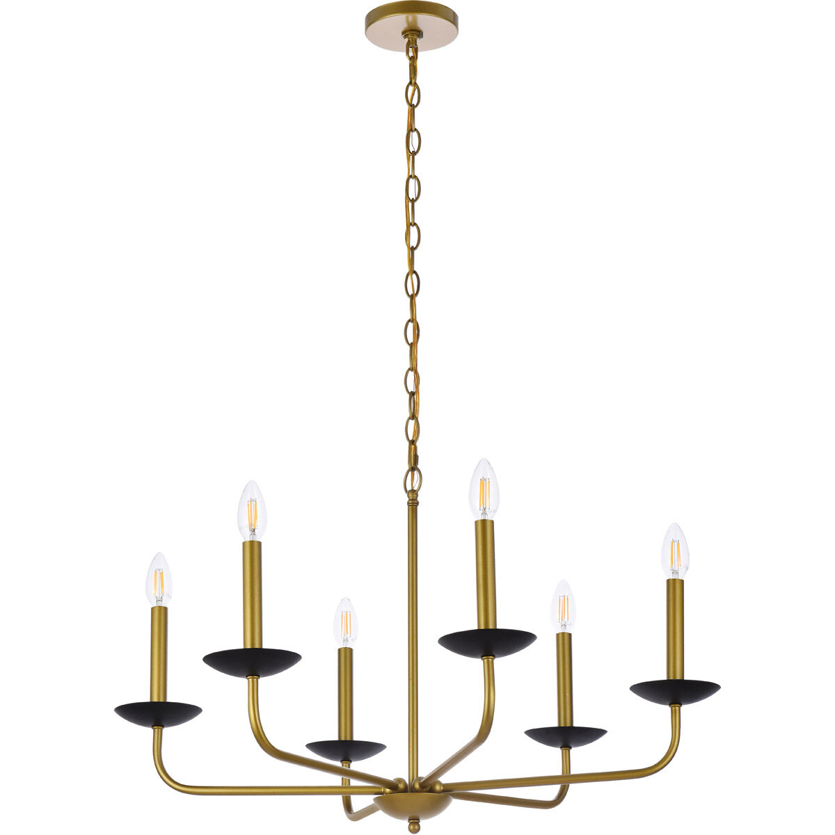 Cohen 6 Light 30 inch Black and Brass Pendant Ceiling Light