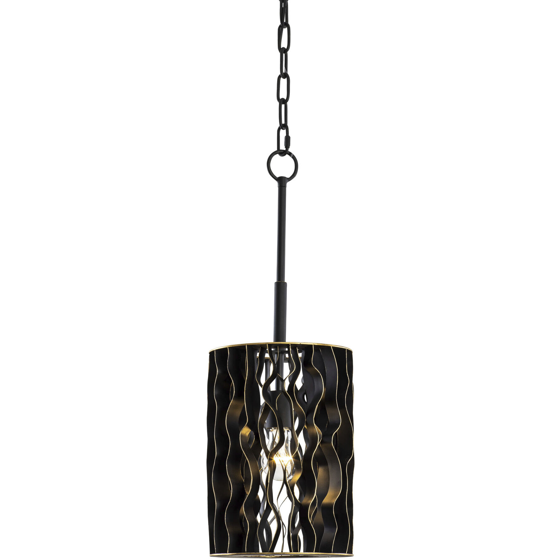 Estela 1 Light 8.5 inch Matte Black and French Gold Mini Pendant Ceiling Light, Smithsonian Collaboration