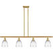Ballston Brookfield 4 Light 48 inch Satin Gold Island Light Ceiling Light in Clear Glass, Ballston