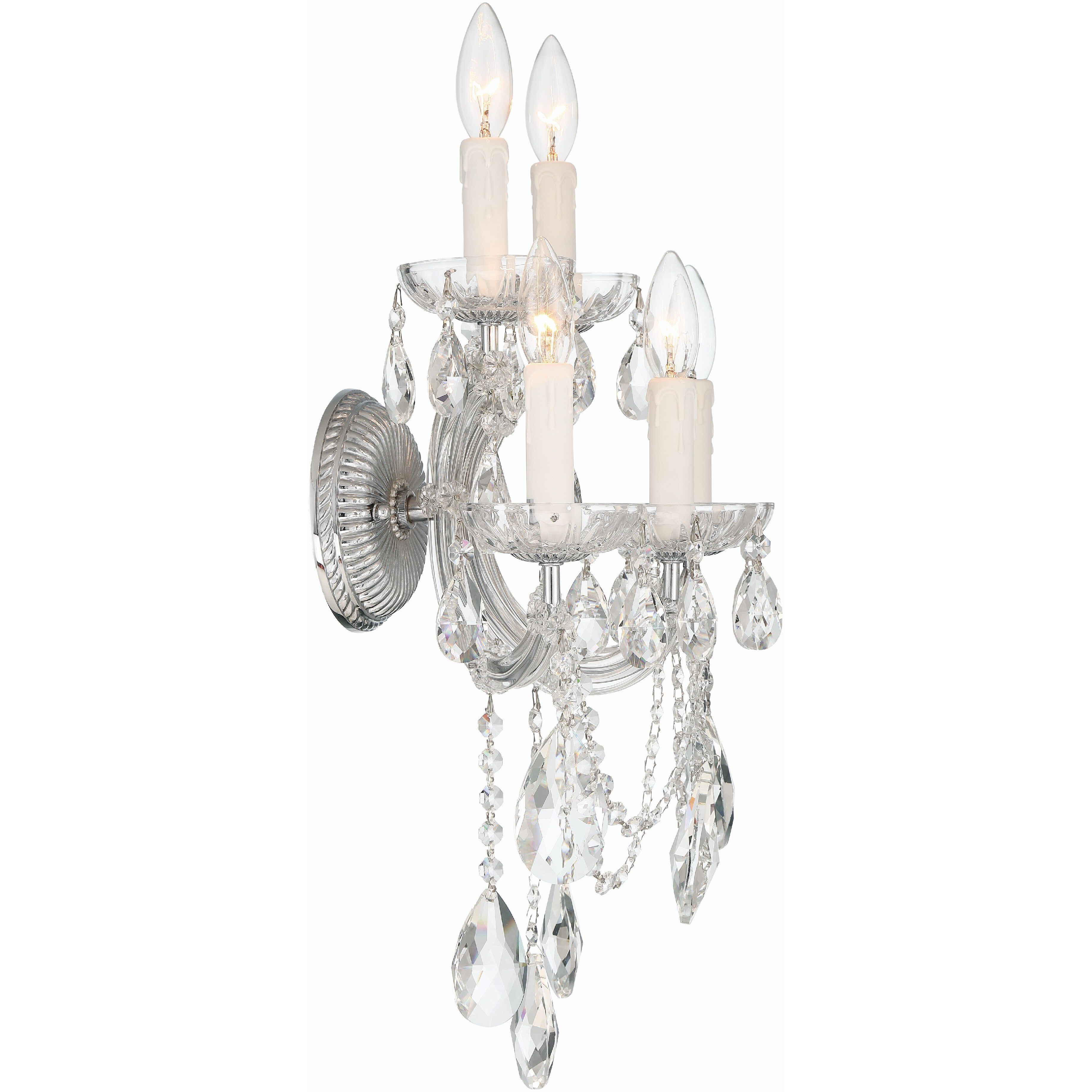Maria Theresa Sconce Wall Light in Clear Spectra, Polished Chrome