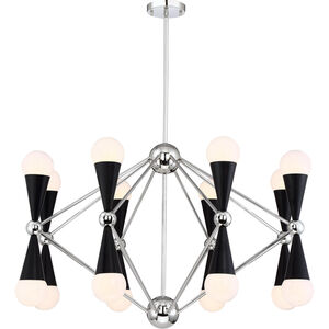 Crosby 16 Light 36 inch Polished Nickel and Matte Black Chandelier Ceiling Light