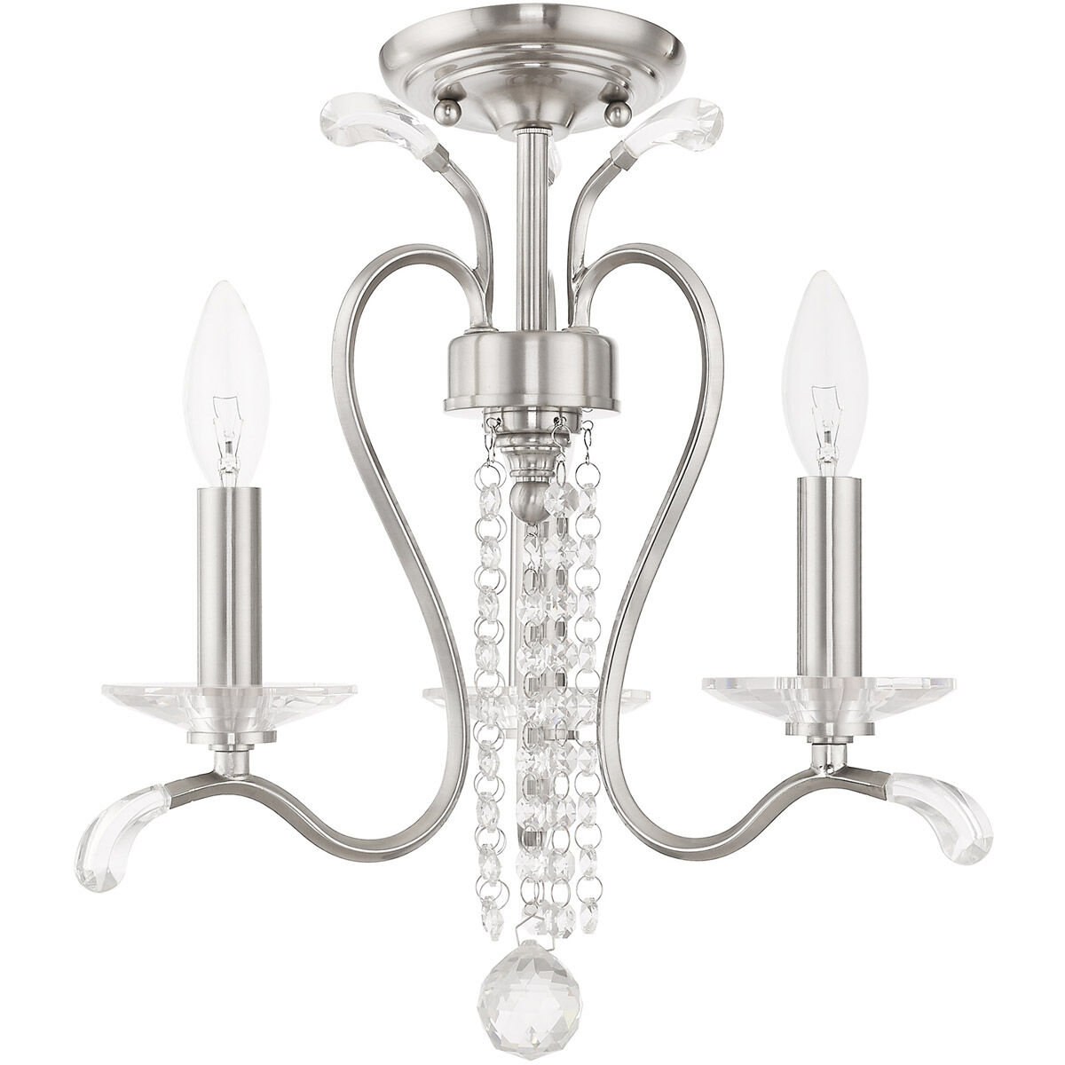 Serafina 3 Light 16.5 inch Brushed Nickel Convertible Mini Chandelier/Ceiling Mount Ceiling Light